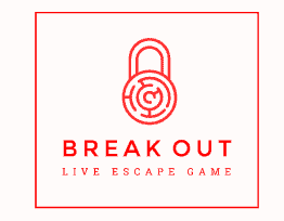 Logo de Break out, escape game à Voglans, cadenas rouge stylisé