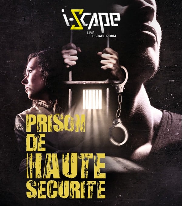 Deux prisonniers derrière des barreaux et chaînes, affiche de Prison de Haute Sécurité chez I-Scape à Lyon