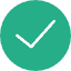 Checkmark blanc sur fond vert circulaire, symbole de validation