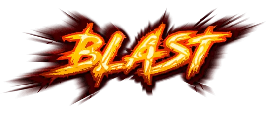 Logo de Blast, escape game à Toulouse chez Enigma City, thème bombe avec lettres de feu