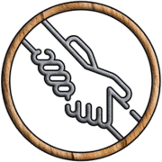 Logo de deux mains qui se serrent dans un cercle de bois barré, salle CRH chez Adventure Story à Béthune