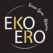 Logo d'Eko Ero, escape game à Orthez, lettres dorées sur fond noir
