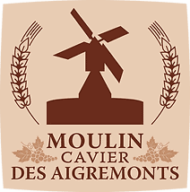 Logo du Moulin des Aigremonts, escape game à Bléré, avec moulin à vent et épis de blé