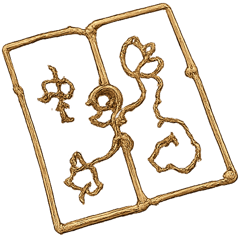 Cadre doré en forme de livre ouvert tracé de cordes, salle Wanted chez Victory Escape Game à Maurepas