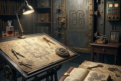 Illustration de l'univers de Le secret d’Arsène Lupin, avec le logo Escape Gamer (pas une photo de la salle)