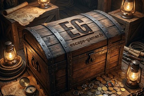 Illustration de l'univers de LE TRÉSOR DE LOUIS MANDRIN, avec le logo Escape Gamer (pas une photo de la salle)