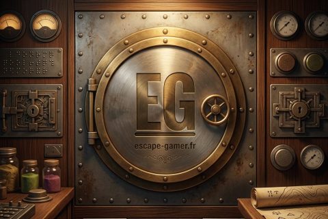 Illustration de l'univers de Sensas, avec le logo Escape Gamer (pas une photo de la salle)