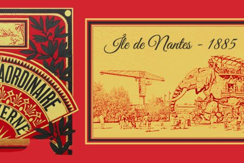 Couverture illustrée : Île de Nantes 1885, décor steampunk avec dirigeable et foule, chez Escape The City à Nantes