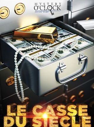 Mallette ouverte remplie de billets, collier de perles et lingots d'or chez Mystery O'Clock à Brest