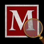 Logo de Les Mystères De L'Est, escape game à Golbey : grand M rouge sur fond noir avec une loupe