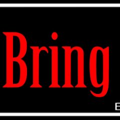 Logo rouge et blanc Bring Out Escape Game sur fond noir, enseigne de Brive-la-Gaillarde