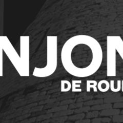 Logo du Donjon, escape game à Rouen, briques de pierre en arrière-plan