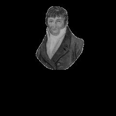 Portrait gravé en noir et blanc d'un homme du XIXe siècle au Manoir de la Baronnie