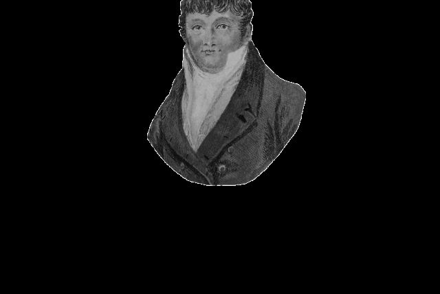 Portrait gravé en noir et blanc d'un homme du XIXe siècle au Manoir de la Baronnie