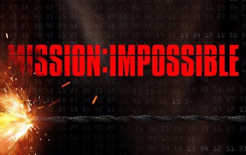 Explosion dorée et code numérique sur fond noir, titre Mission Impossible en rouge