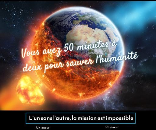 Affiche Le déclencheur : Terre en feu sur fond noir, Vous avez 50 minutes à deux, salle chez Evasion game à Fougères