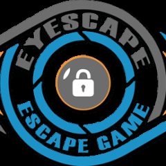 Logo d'Eyescape, escape game à Bourgoin-Jallieu, oeil stylisé cadenas bleu orange