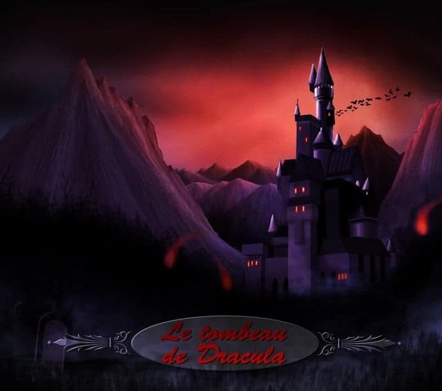 Château gothique aux tours pointues sous un ciel rouge sang, chez S'Team Escape à Cournon-d'Auvergne