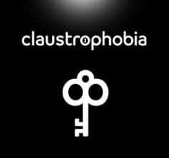 Logo Claustrophobia Paris : texte blanc et clé à double anneau sur fond noir