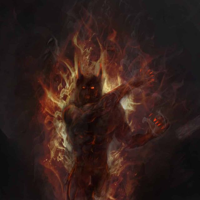 Créature de feu et de flammes dans l'univers de LE JEU DU DIABLE