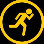 Logo de Little Big Escape, escape game à Brie-Comte-Robert : bonhomme jaune qui court dans un cercle noir