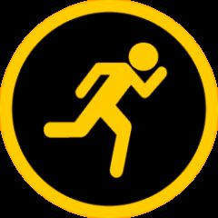 Logo de Little Big Escape, escape game à Brie-Comte-Robert : bonhomme jaune qui court dans un cercle noir