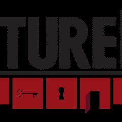Logo d'AdventureRooms Provence, escape game à Toulon, avec clé, serrure et portes rouges