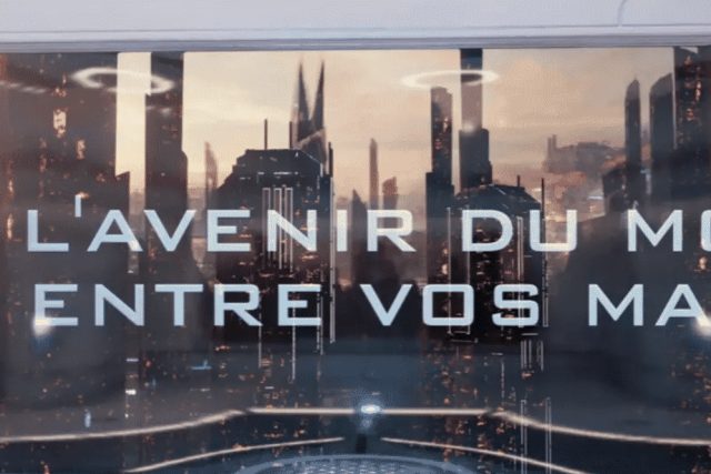 Skyline urbain futuriste avec gratte-ciels illuminés, Virtual room à Paris
