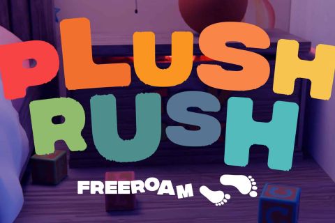 Lettres colorées « Plush Rush » avec logo Freeroom chez Alex K'ape à Caudry