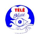 Logo de Télé Bleue, escape game à Garons, avec un œil stylisé bleu et blanc