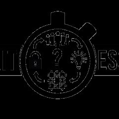 Logo Spirit Escape : chronomètre noir au cadenas et point d'interrogation entre deux mots, escape game à Paris
