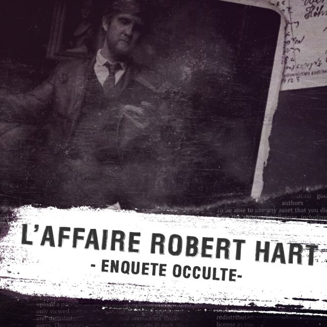 Carré noir et blanc L'affaire Robert Hart enquête occulte avec silhouette d'homme, Quest Agency à Nice