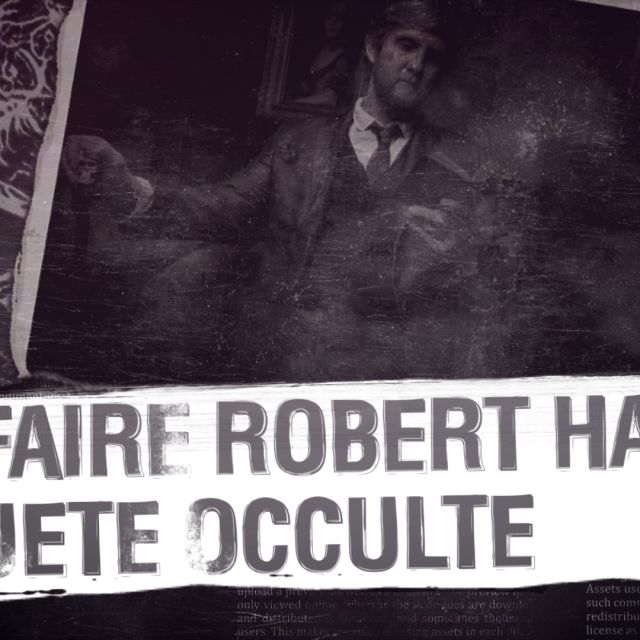 Titre L'affaire Robert Hart enquête occulte devant un portrait d'homme au chapeau, salle chez Quest Agency à Nice