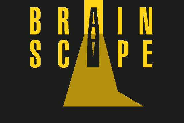 Logo de Brainscape Le Mans, escape game au Mans, avec cercueil et faisceau lumineux jaune