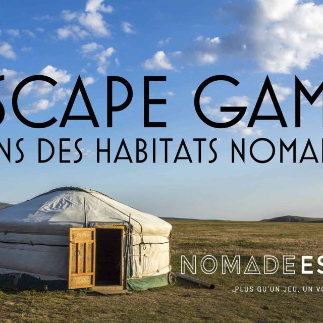 Yourte mongole dans la steppe, logo Nomade Escape à Torcy