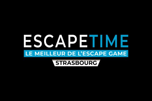 Logo d'Escape Time, escape game à Geispolsheim avec baseline le meilleur de l'escape game