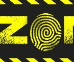 Logo de Time Zone, escape game à Perpignan, avec bandes jaunes et noires