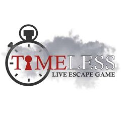 Logo de Timeless, escape game à Beynost, montre à gousset stylisée fond gris