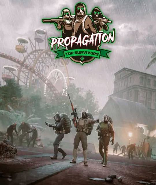 Affiche Propagation : soldats en tenue de protection devant une grande roue, jeu de Cérébra VR à Mérignac