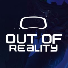 Logo de Out of Reality, escape game à Angers : casque de réalité virtuelle blanc sur fond bleu nuit