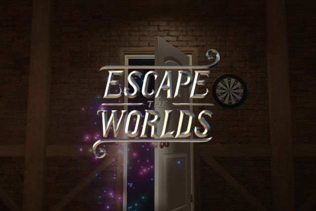 Affiche Escape The Worlds : porte entrouverte sur un ciel étoilé dans une pièce en bois, salle chez Inoui VR
