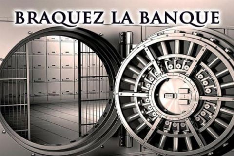 Porte de chambre forte ouverte sur des casiers, titre Braquez la banque, salle chez Can You Escape à Saint-Cyprien