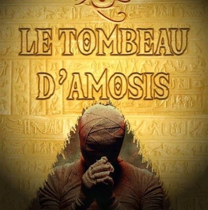Affiche Le Tombeau d'Amosis : personnage drapé la tête dans les mains sur fond doré, Panic Room à Brest