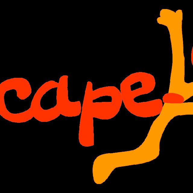 Mot Escape Kid en lettres orange sur fond blanc, logo de l'enseigne Escape Kid à Paris