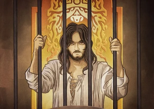 Homme aux barreaux dorés et halo oriental, affiche de Dans les pas de Marco Polo chez S'Team Escape