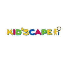 Logo de Kid'Scape, escape game à Beynost, en lettres colorées avec silhouette d'enfant