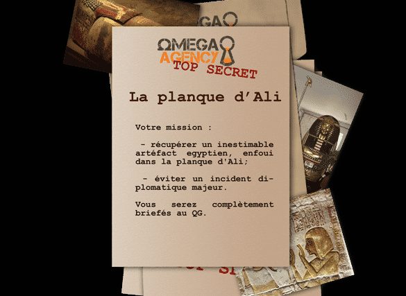 Dossier Omega agency top secret La planque d'Ali avec mission écrite et photos, salle chez Omega agency à Lille