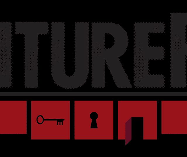 Logo d'AdventureRooms Provence, escape game à Toulon, avec clé, serrure et porte rouge