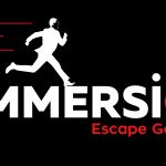Logo d'Immersio Escape Game, escape game à La Ciotat, silhouette en course contre la montre
