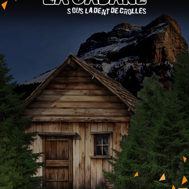 Cabane en bois au pied d'une falaise enneigée, La Cabane sous la Dent de Crolles